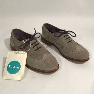 Boden 7 Broque Oxford Grey Suede Leather Flats